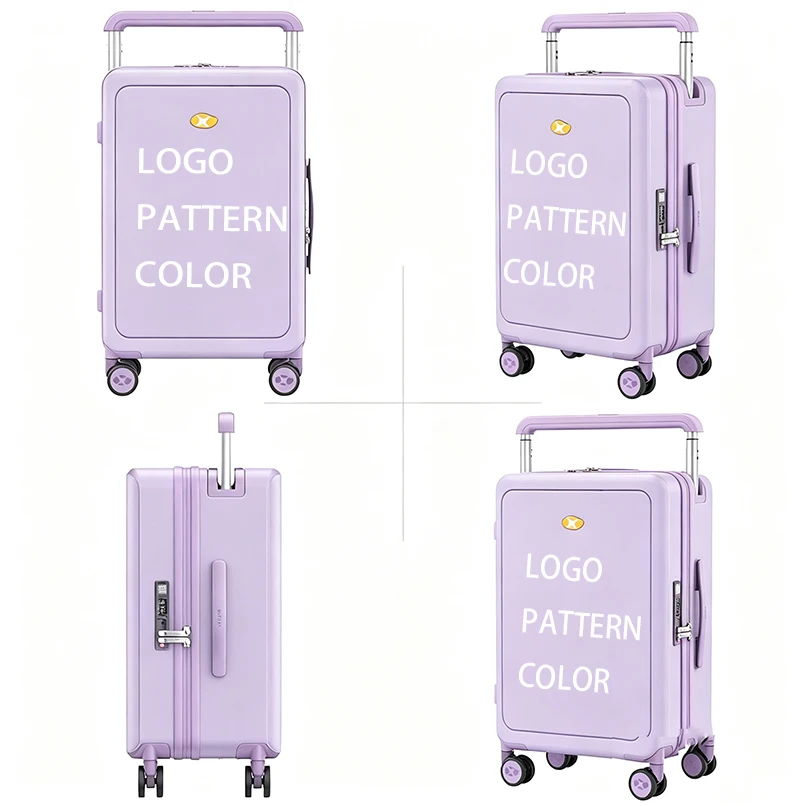 Factory Directly Customize Brand PC ABS Luggage Front Open Hard Shell Luggage Case TSA Lock Fashionable Suitcase for Travel 3 Factory Directly Customize Brand PC ABS Luggage Front Open Hard Shell Luggage Case TSA Lock Fashionable Suitcase for Travel - Image 3