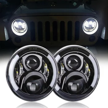 RTS DOT 1Pair 7 inch LED Headlights Round Compatible with Wrangler JK TJ CJ H6024 LED Headlight With Turn Signal