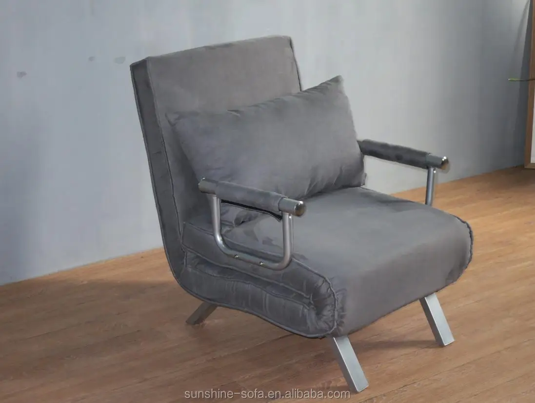 Modern Design Metal Structure Living Room Chairs Single Chair Sofa Bed Microfiber Recliner Futon Sofa Chair Bed Sleeper