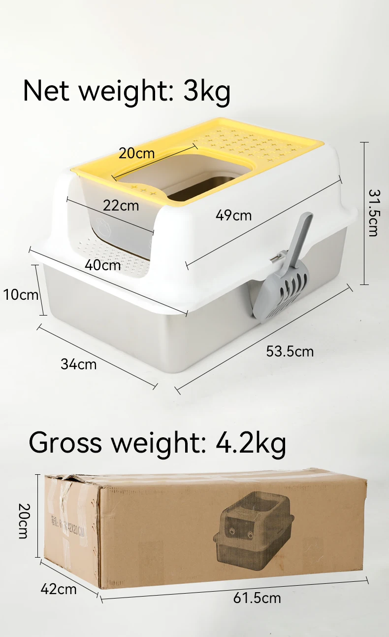 Innovative Stainless Steel Cat Litter Box Large Cat Toilet Fully Enclosed Portable Cat Cleaning Supplies factory