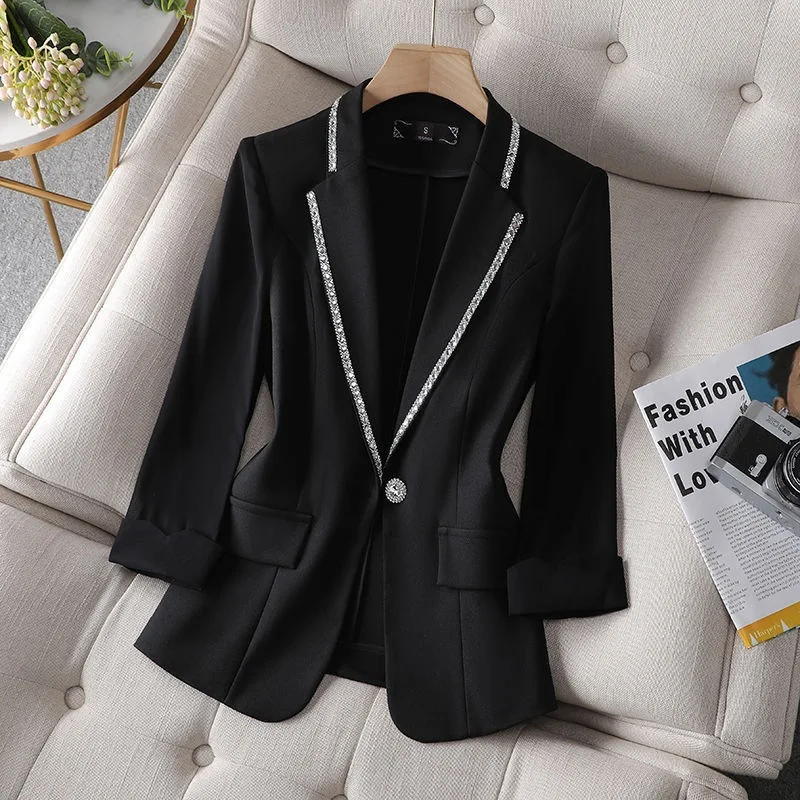 Women Lady Suit Coat Matching Chiffon Three Quarter Sleeve Thin Coat ...