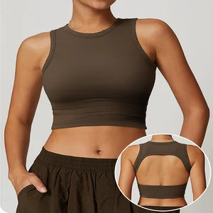 Hot Sale Women's Solid Color Sleeveless Quick-Dry Fitness Tank Top Bra Lightweight Hollow Beautiful Back Yoga Tank Breathable