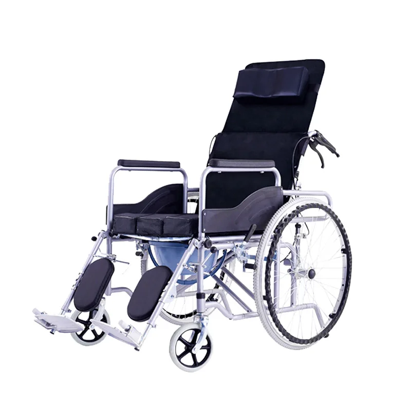 Bath Room and Commode Manual Folding Manual Wheelchair for the Disabled