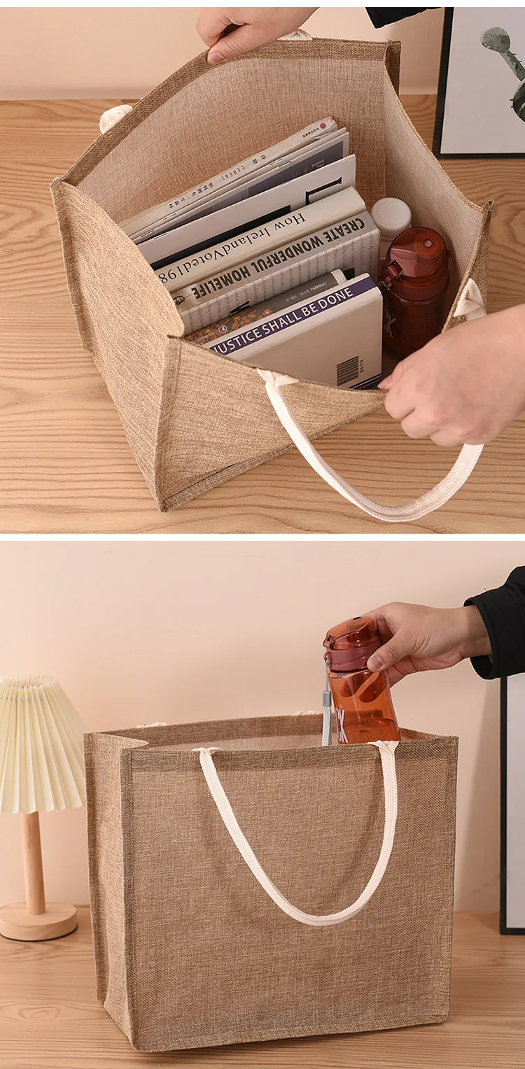 Shopping Bags Linen Bag Hand-painted Cotton Sacks Jute Portable Sacks Foldable Shopping Bag manufacture