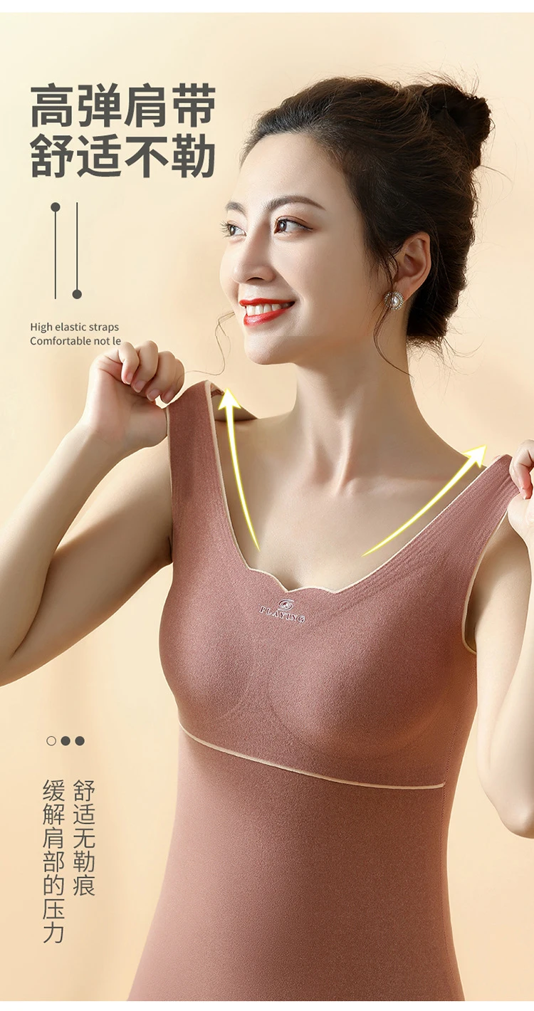 Winter Plus Size Thermal Underwear Warm Clothes Seamless Women's Tank Tops Vests Camisole