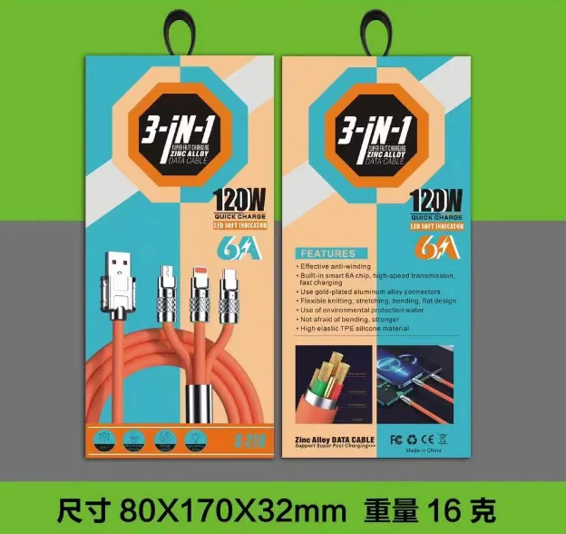 Hot Selling Zinc Alloy Charger Cable Usb C Typec 120w Fast Data Cable