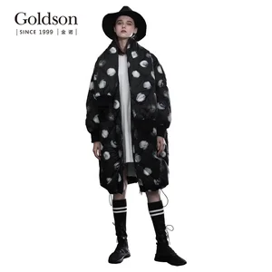 Ladies Female Japan Canada Printed Women Winter Long Duck Down Filled Jacket Parka Coat