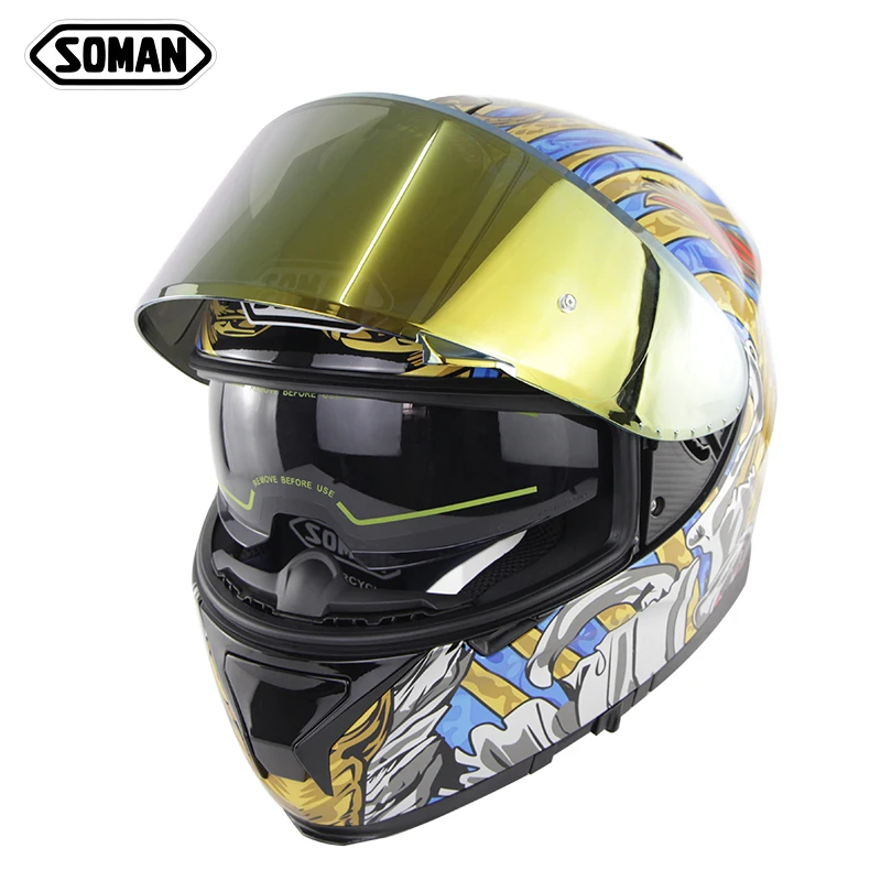 SOMAN フルフェイス オートバイヘルメット ECE&DOT 認証済み SM961