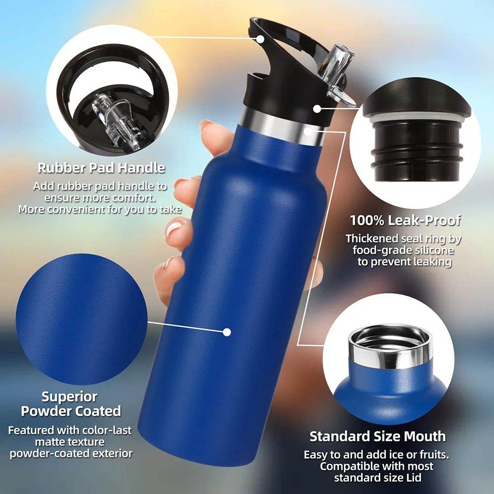 Custom logo 500ml 600ml 750ml 1000ml Stainless Steel Sports Water Bottle