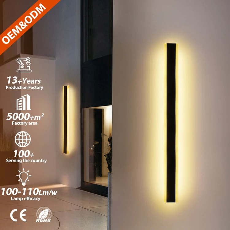 thumbnail image 2 of Modern LED Outdoor Wall Sconce – Long Strip, Waterproof IP65, 110/220V, 3000K Warm White 2 of 5
