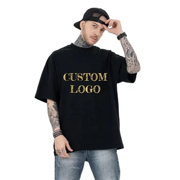 High Quality 245GSM Heavy Weight Plain Oversized Tshirt Cropped Boxy Fit Men's t-shirt Blank Custom t shirt for Men