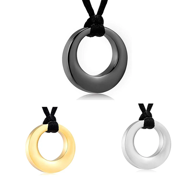 Stainless Steel Cremation Urn Necklace for Ashes Circle of Life Memorial Pendant Jewelry gift for Women Adjustable Rope Chain