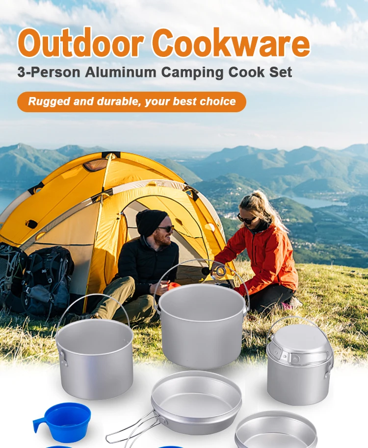 2-3 Person Camping Cookset Outdoor Picnic Mess Set Camping Cookware manufacture