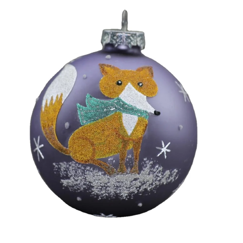 Gold fox Christmas Tree Decoration Glass Ball Set Hanging