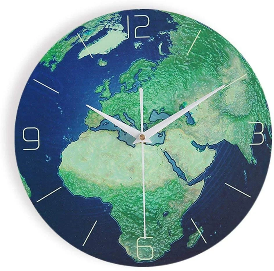 Luminous Night Light Wall Clock Earth Map Design Glass Sublimation Clock Buy Glass Sublimation Clock World Time Wall Clock Glass Globe Clock Product On Alibaba Com