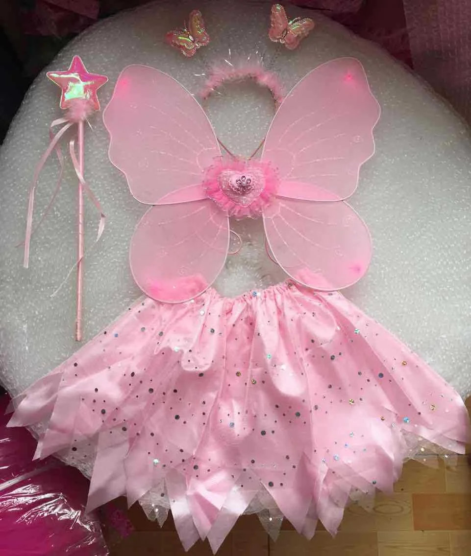 Princess Fairy Costume Fairy Butterfly Wings Set Girls Tutu Wings Wand ...