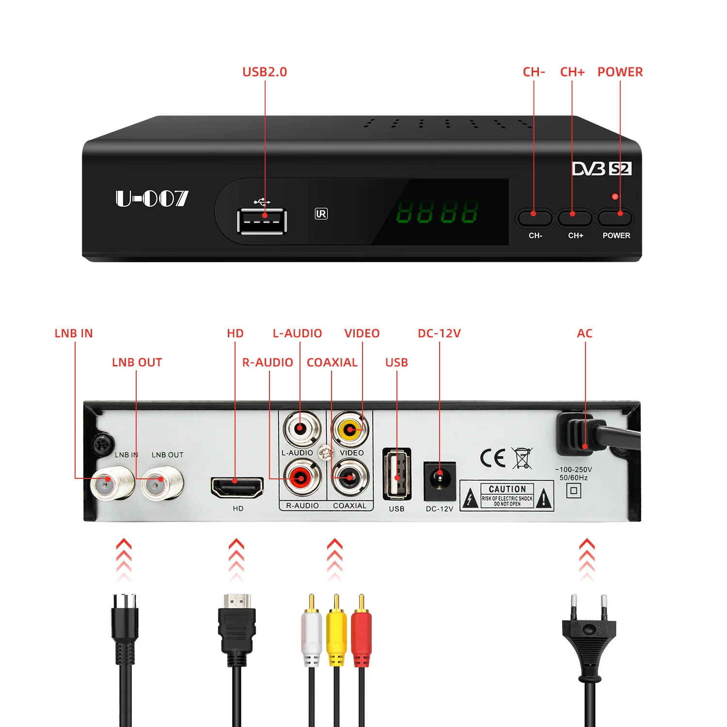 ZEHNDER HX-2300-VFD HD Sat Receiver - AAC-LC, PVR, HDMI, SCART, USB, coaxiaal - alfanumeriek display, Timeshift