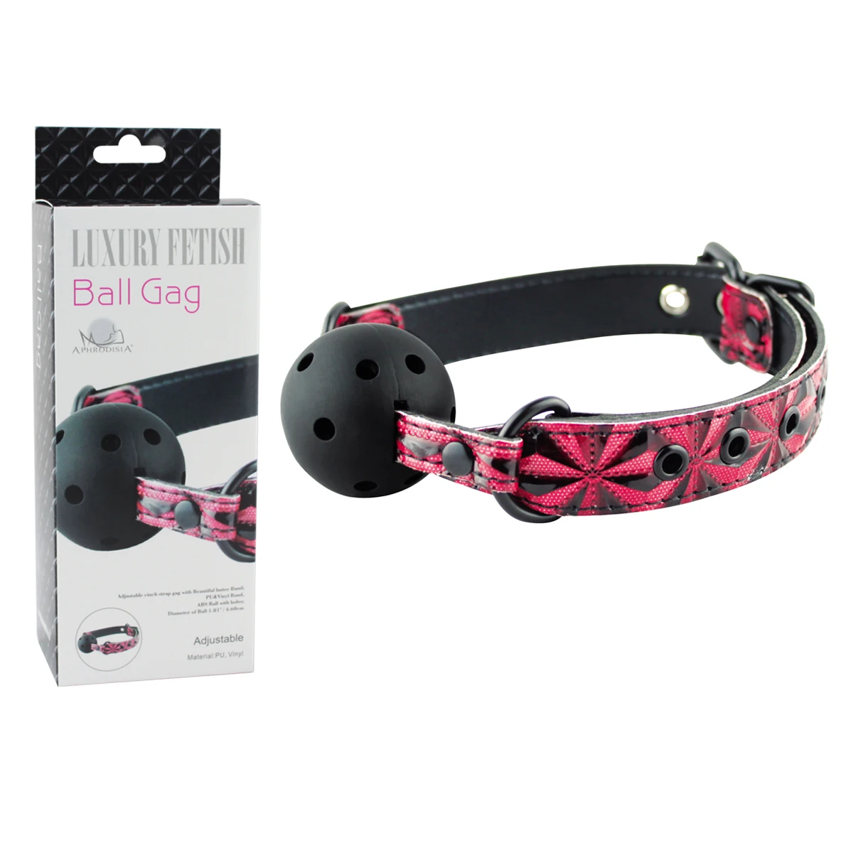 Breathable Ball Gag - with Diamond Studded Straps - Black