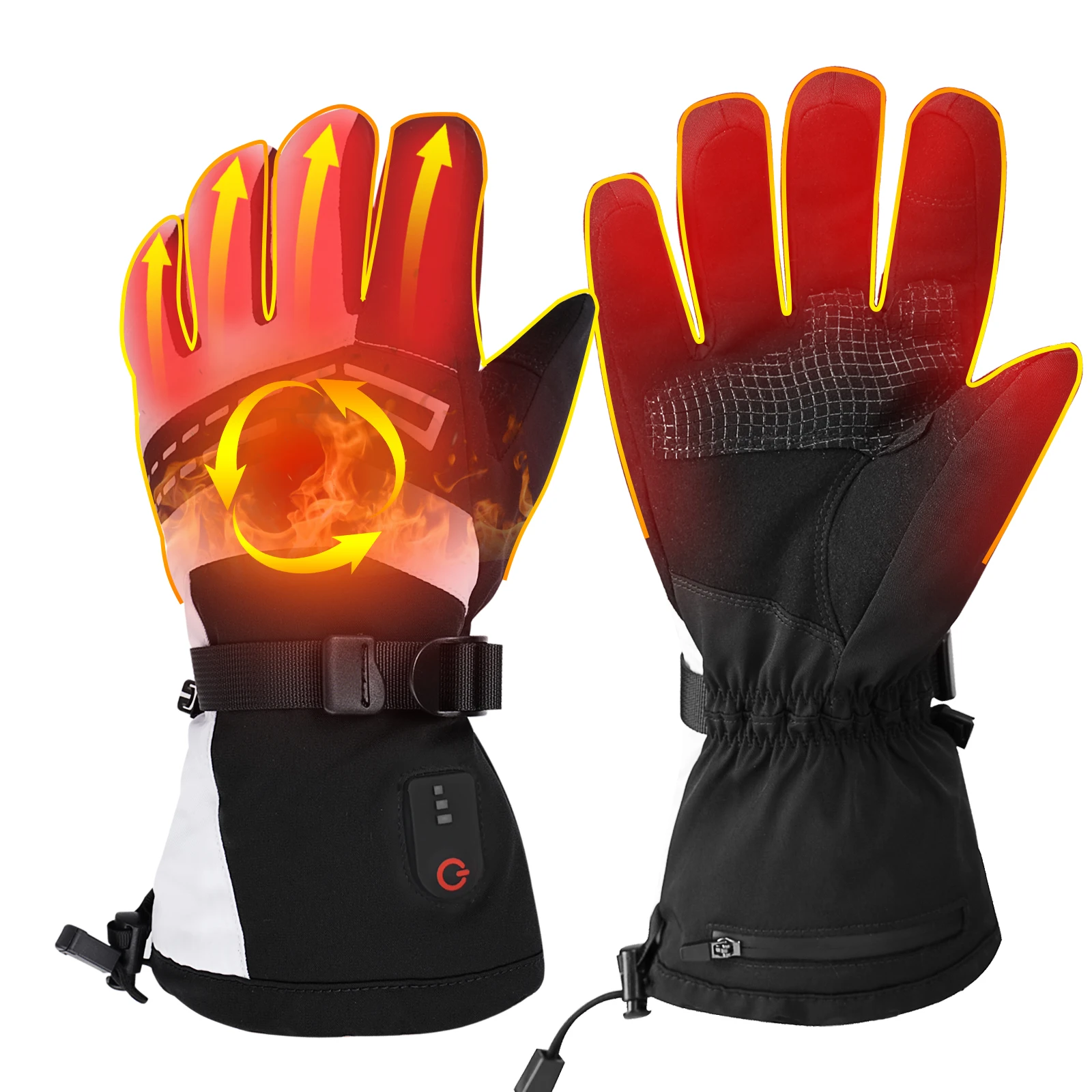 Rechargeable Battery USB Electric Heated Winter Gloves Hand Warmer For