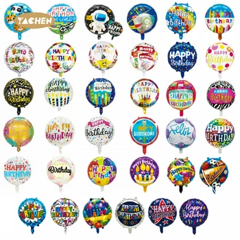 YACHEN Wholesale Custom 18 Inch Round Star Heart Shape Aluminum Foil Happy Birthday Balloons for Birthday Party Decoration
