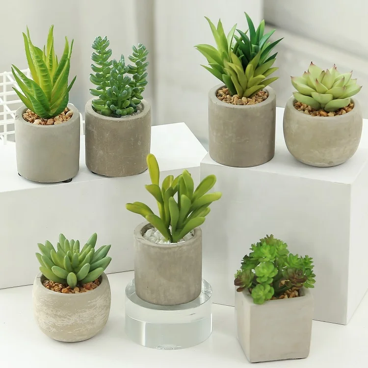 
Набор из 4 мини-горшечных искусственных суккулентов для декора помещений 