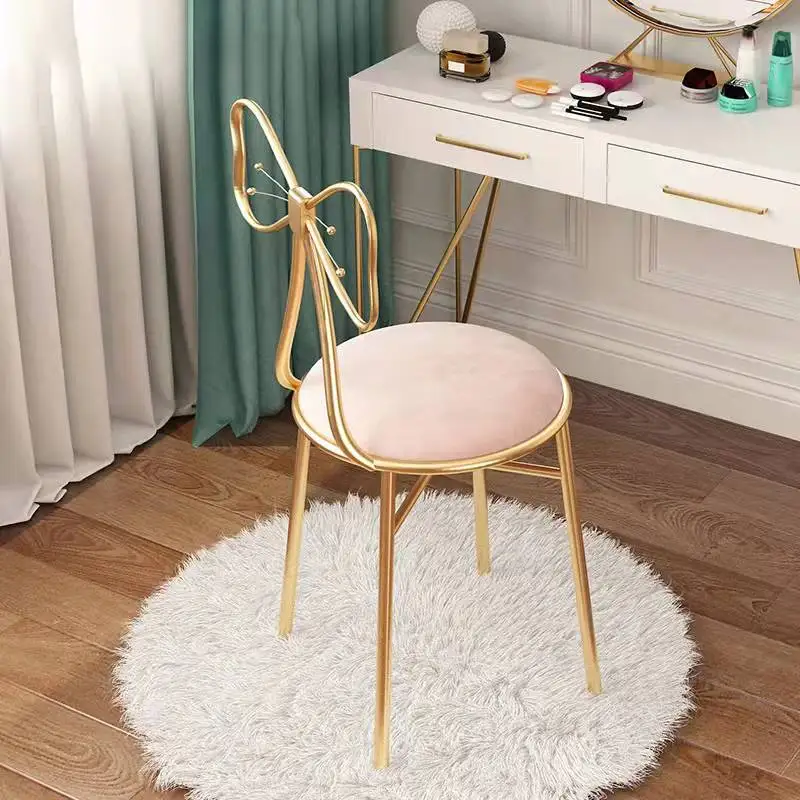 Stool Pink Chair Dressing Table Simple Metal Dressing Table With