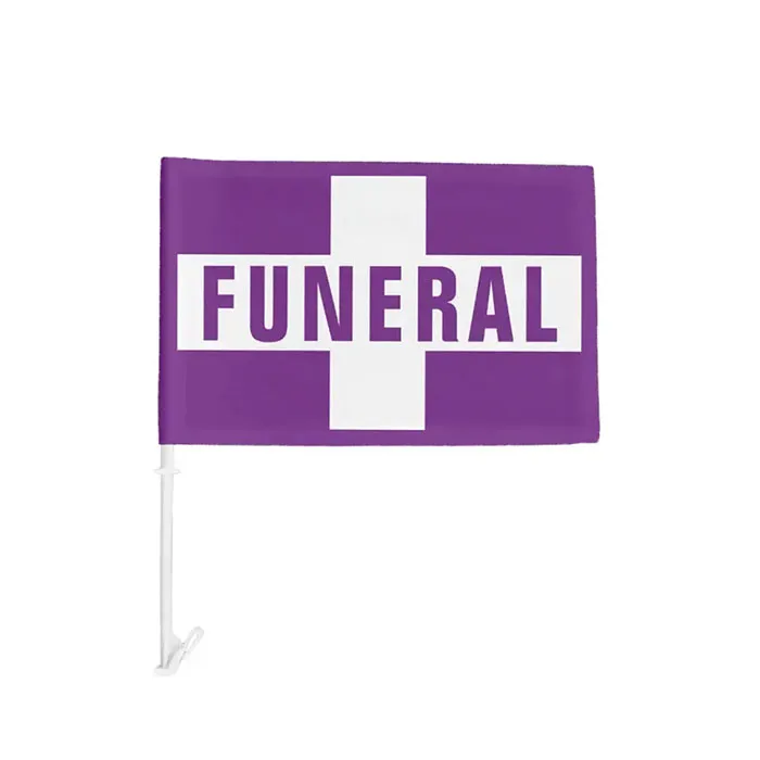 Custom Sports Funeral Procession Polyester Hanging Funeral Procession Plastic Flagpole Holder Funeral Car Flags