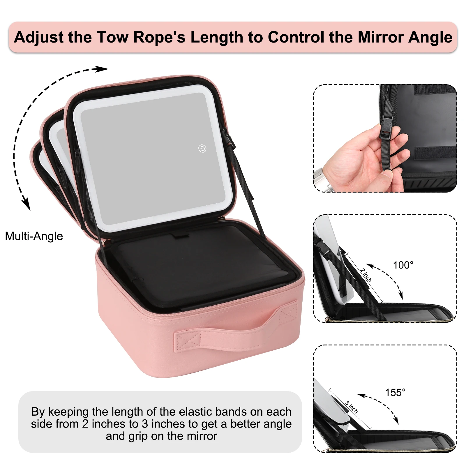 ReIaveI Makeup Bag with Light up Mirror with 3 Color Lights Makeup Case Travel Bags Brush Organizer Storage Box