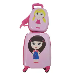Cute Cartoon Pattern Painting with Carry on Wheels Large Capacity Durable Feature Children Rolling Travel Luggage Suitcase Set