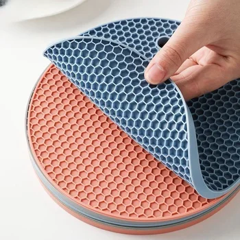 Silicone Honeycomb Heat Insulation Mat, Round Pot Holder, Bowl Coaster, Dining Table Pad