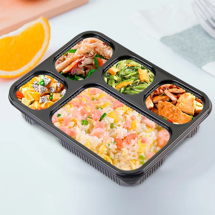 1000ml 2 Fach Einweg Lebensmittel Behälter Essen Zum Mitnehmen Lagerung Box Mahlzeit Prep Kunststoff Behälter Lebensmittel Lieferung Box Mit Deckel