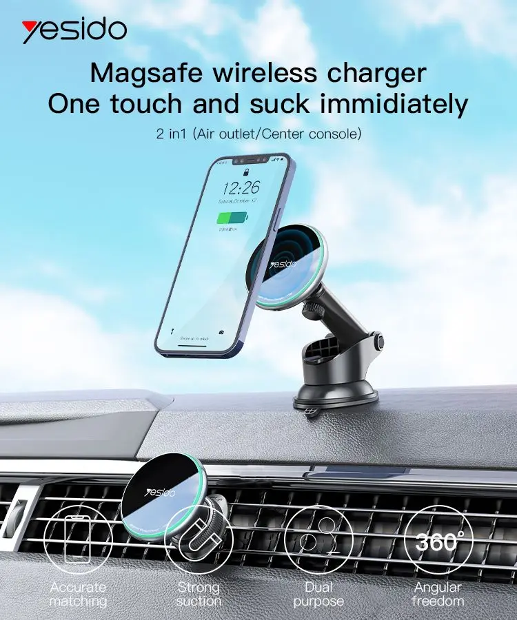 YESIDO Magnetic Holder Efficient Wireless Charger