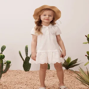 Floral Sports Style Children's Dress Set Little Girl Half Body Skirt and Top Shirt ODM Supply Plain Dyed Technique