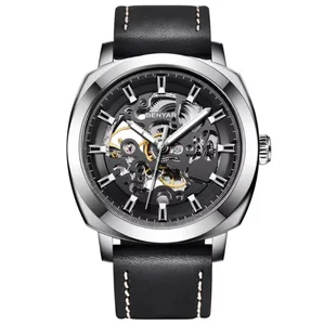 Fashion Automatic Mechanical Wristwatches 3atm Water Resistant Men watch with Leather Strap Luxury Watches for Men
