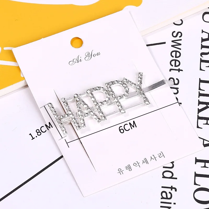 Оптовая продажа, металлические заколки для волос с кристаллами и стразами с посеребренными буквами, блестящие аксессуары для волос для женщин и девочек LHC001