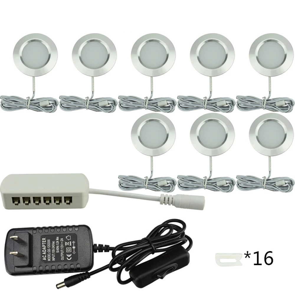12V Modern Recessed LED under Cabinet Light 3W Warm White Aluminum Puck Lights for Home Kitchen Counter Ceiling Lighting