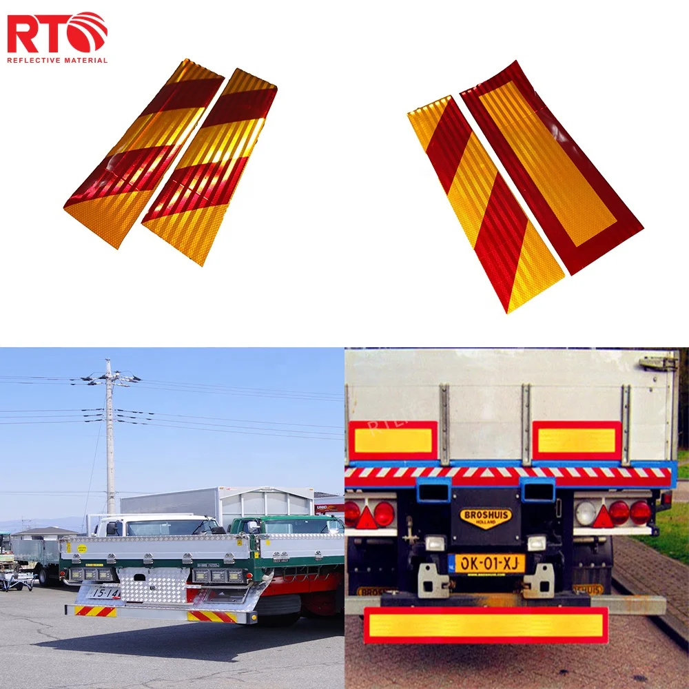 200mm X 1700mm Yellow Red Chevron Reflective Sticker Adhesive Vehicle Truck Bumper Sticker