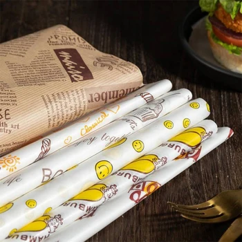 Wholesale Food Wrapping Paper Greaseproof Deli Hamburger Sandwich Paper Sheet Custom Food Grade Logo Printed Wax Paper