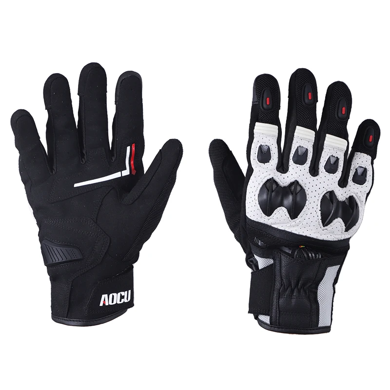 AOCU aukštos kokybės profesinės visų pirštų lenktynių pirštinės, vėjui nepraleidžiančios, su standžiais sąnarių apsaugomis, dviračių vairuotojų, galinčios būti naudojamos su lietimo ekranu, motociklų pirštinės iš odos