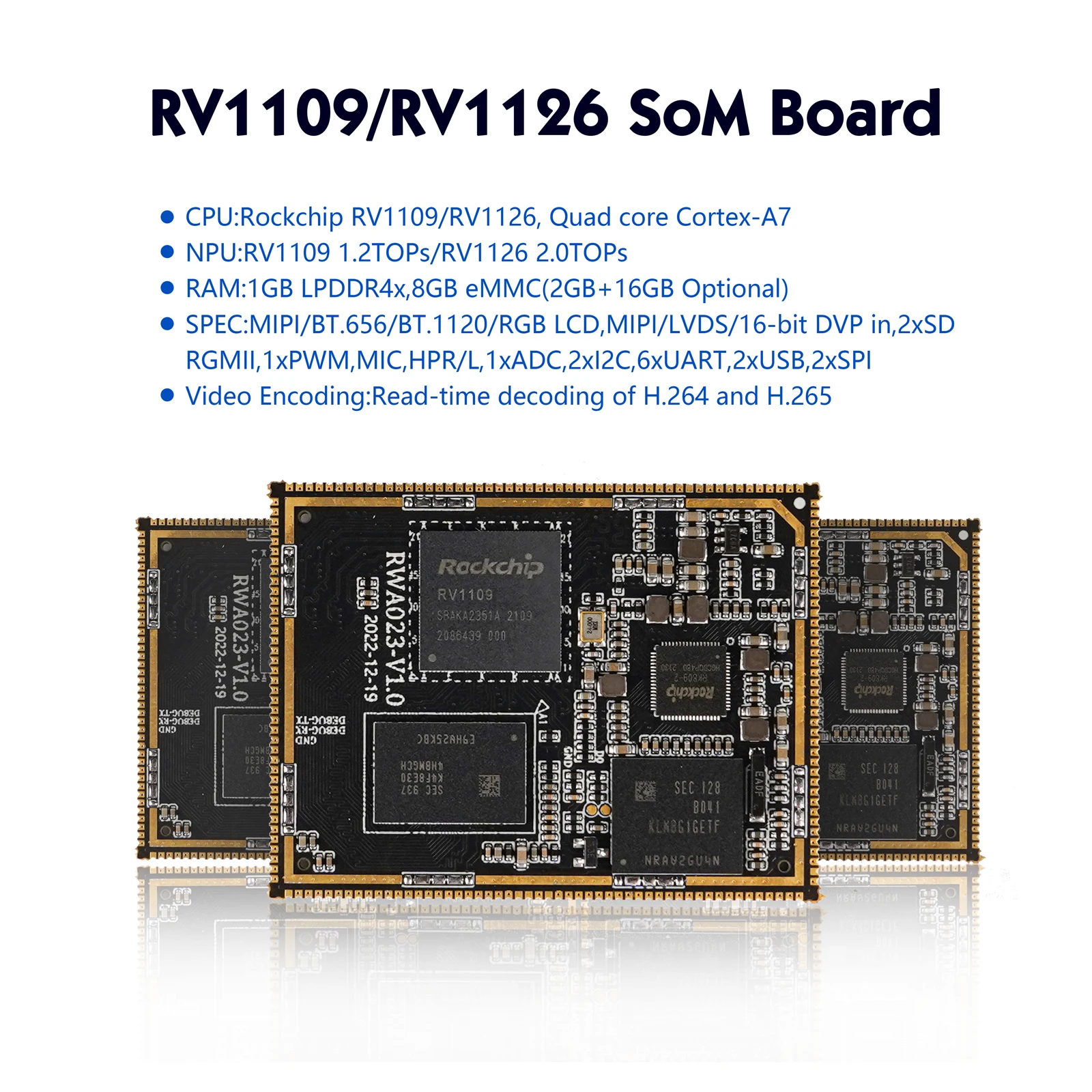 High Integrated Rv1109 Core Board Linux Som Board Npu Mipi Rgb Lcd Rj45 ...