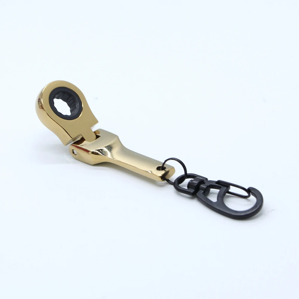 RHAIYAN 10mm Ratchet Wrench Mini Shaped Metal Racing Keychain Key Chain Ring Keyring Adjustable Wrench Tools Tool Specific (Color : Black