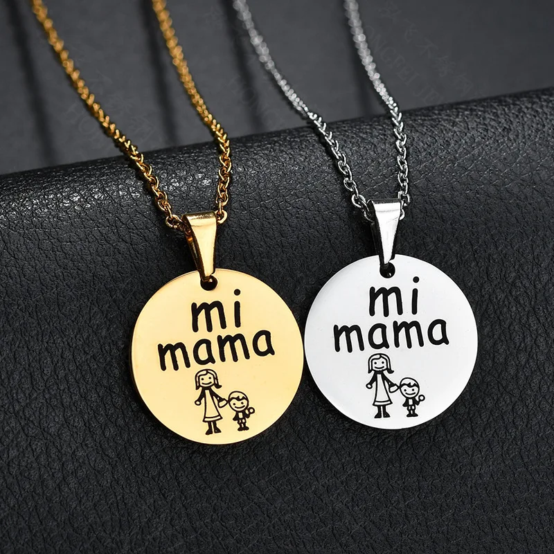 Stainless Steel Mom Necklace Jewelry Gifts for Mother Mum Mi Mama Estoy  Hecho De Pedacitos De Ti Disc Coin Pendant Necklaces
