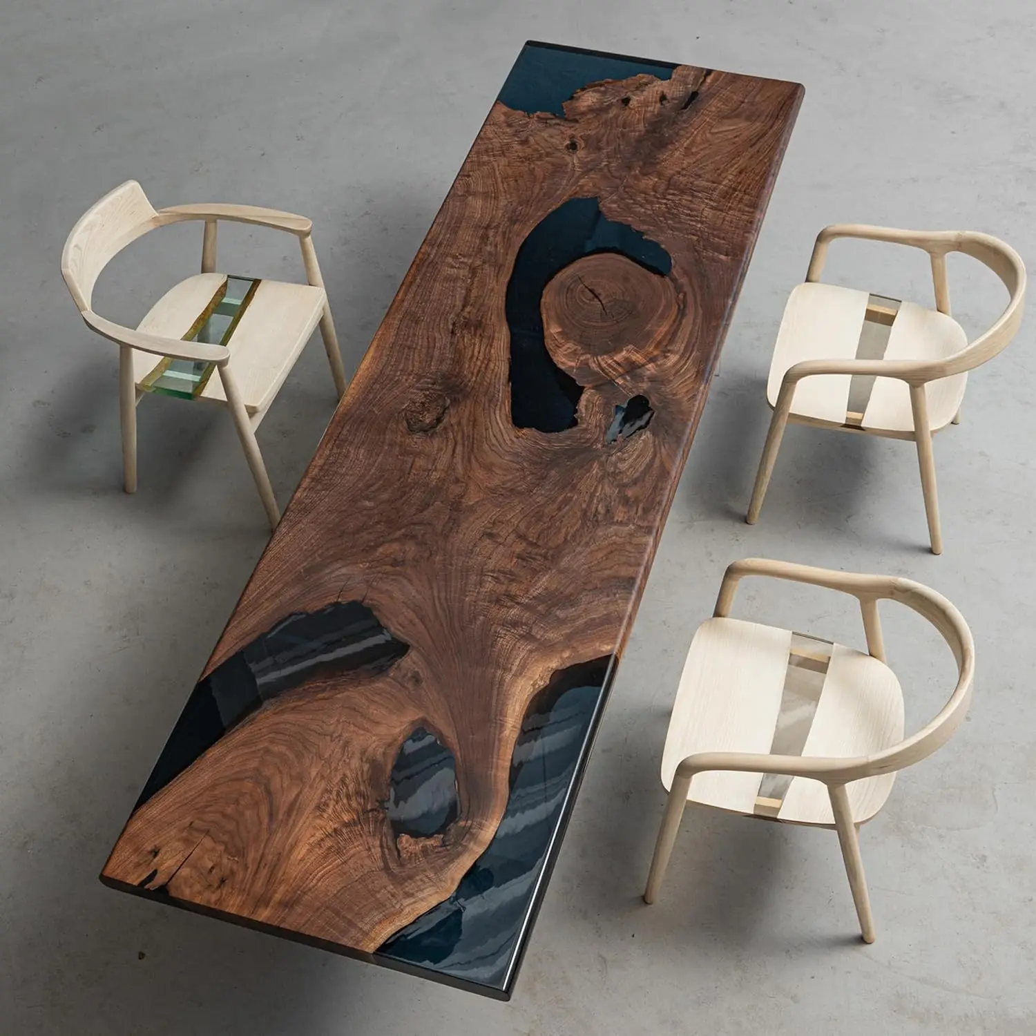 Customized Large Epoxy Resin Wooden River Table