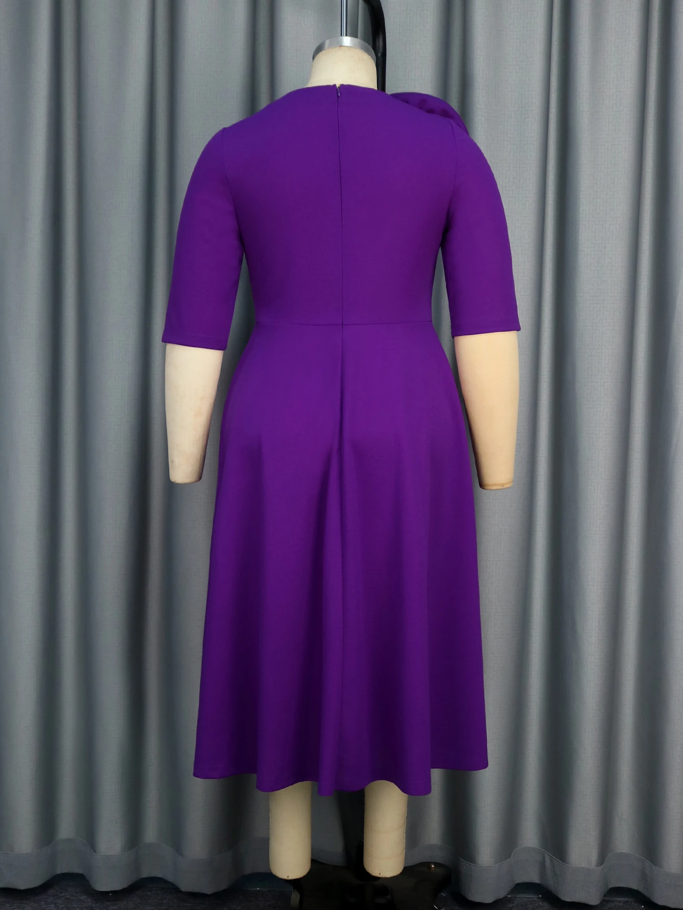 AM050103 - Elegant Purple a-Line Dress with Flower Stitching AM050103 - Elegant Purple a-Line Dress with Flower Stitching