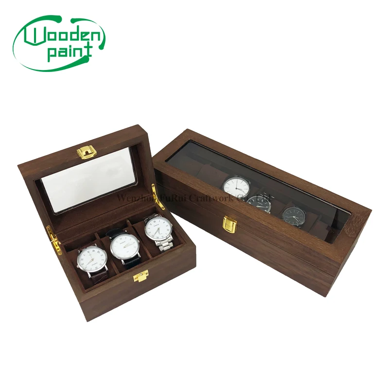 
 Оптовая продажа высокое качество и низкая цена sles сети переменного тока три 3 слота коричневый орехового дерева запасы Караульная будка стеклянный дисплей с плоским экраном Часы слот  