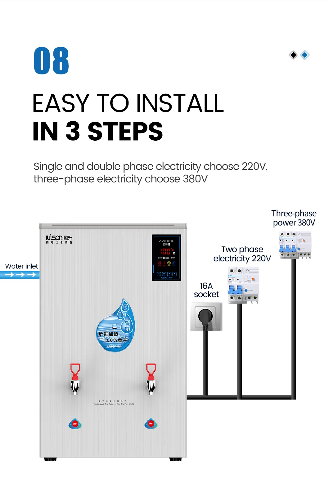 Multi-Functional Electronically Heated Commercial Water Boilers With Large Capacity For Hospitals, Schools And Factories manufacture