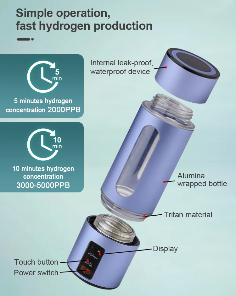 5000ppb hydrogen water bottle