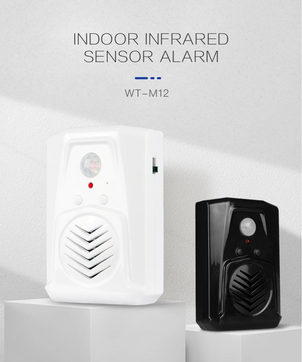 Waytronic Original Custom PIR Motion Sensor Door Alarm ABS MP3 Music Voice Alert Anti-Theft Feature