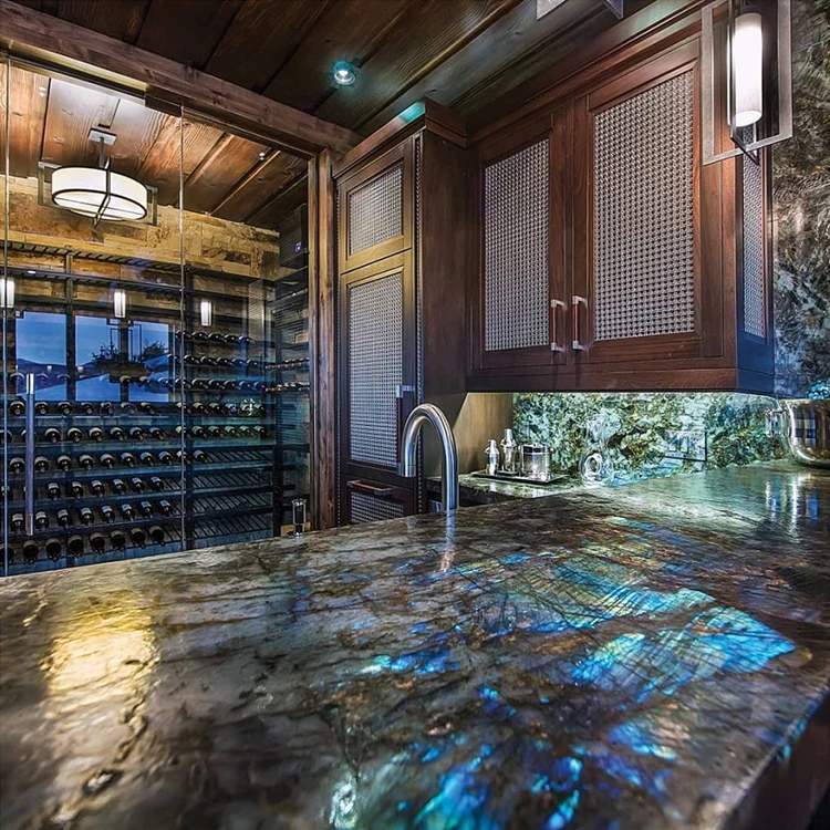 ydstone modern design polished lemurian labradorite blue granite slab natural stone wall for villas-10
