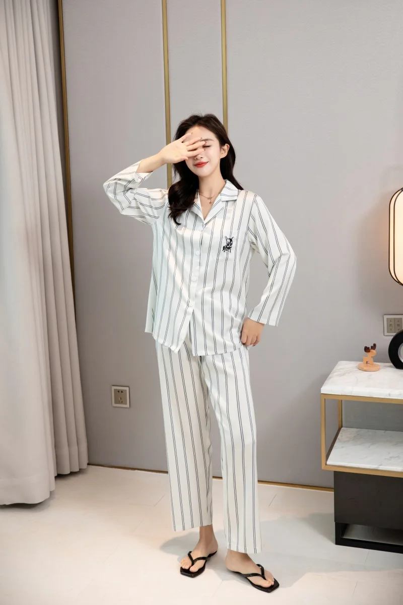 nihaojewelry Wholesale Home Couple Luxurious Stripe Lattice Pants Sets Pajama